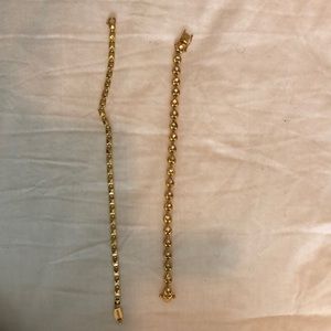 Gold plated tennis bracelets.